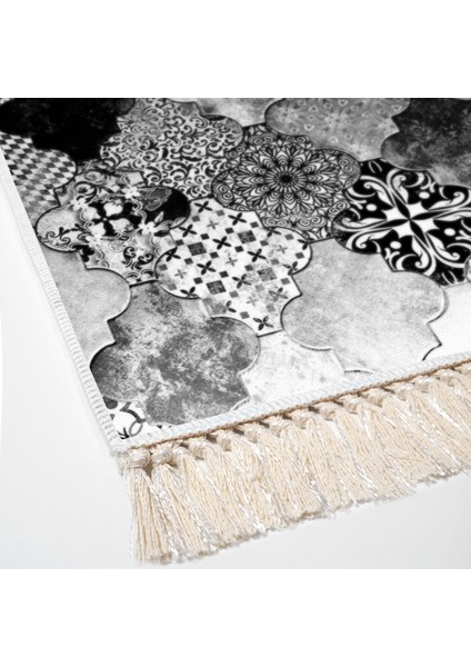 Eko Trend Djt Banyo Paspası Yıkanabilir Kaymaz Taban Mu120 Patchwork Gri