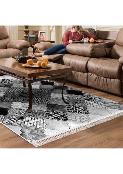 Eko Trend Djt Banyo Paspası Yıkanabilir Kaymaz Taban Mu120 Patchwork Gri