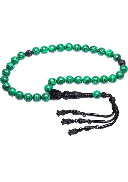 Siyan Nikel Püsküllü Yeşil Fransız Galalit Tesbih fiyatları