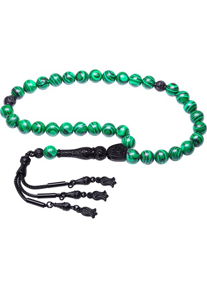 Siyan Nikel Püsküllü Yeşil Fransız Galalit Tesbih modelleri