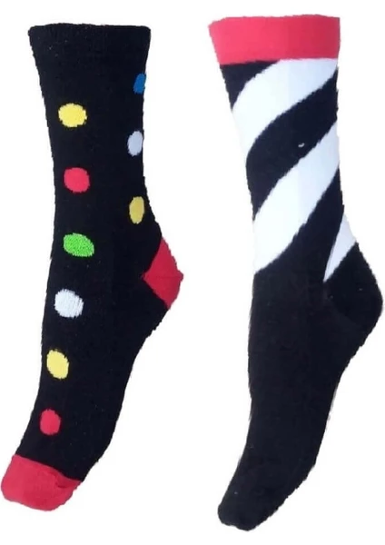 Neşeli Socks 2'li Paket 4 Mevsim Kadın Soket Çorap