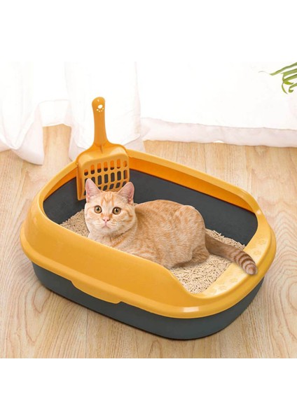 Kedi Çöp Kutusu Açık Üst Çöp Tepsisi Yavru Kedi Tava Tuvalet Konteyner Aksesuarları Mavi (Yurt Dışından)
