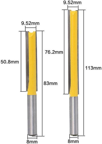 Ekstra Uzun Düz Yönlendirici Bit Ahşap Freze Kesici Oluklu Kırpma 76.2mm 76.2mm (Yurt Dışından) modelleri