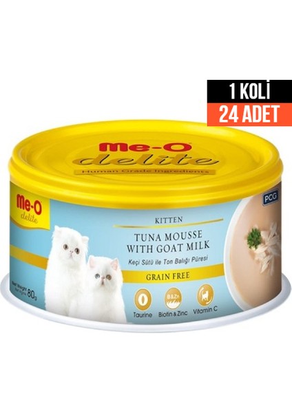 Delite Yavru Kediler Için Tuna Balıklı & Keçi Sütlü Kedi Konservesi - 80 G (24 Adet)