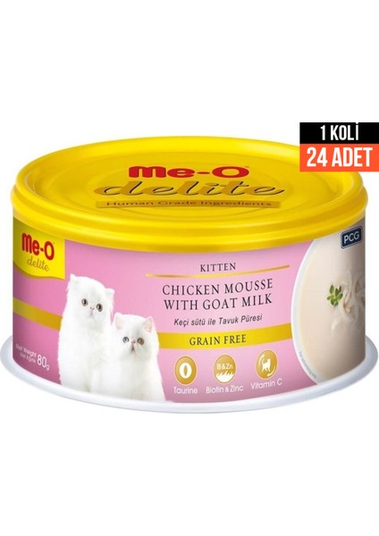 Me-O Delite Yavru Kediler Için Tavuklu & Keçi Sütlü Kedi Konservesi - 80 G (24 Adet)