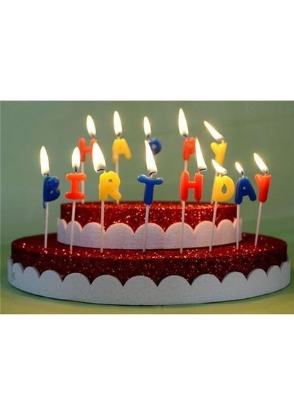 Happy Birthday Yazılı Renkli Pasta Mumu Yaş Pasta Mumu Pasta Süsü fiyatları