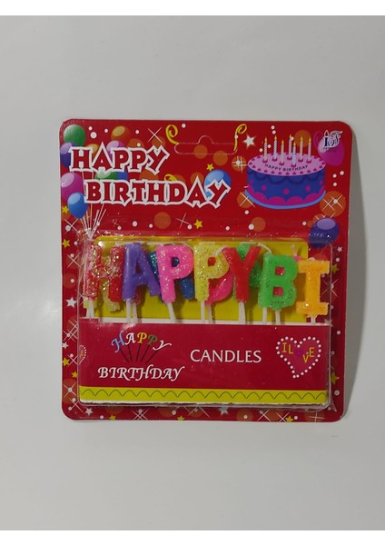Happy Birthday Yazılı Renkli Pasta Mumu Yaş Pasta Mumu Pasta Süsü modelleri