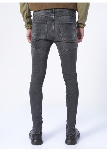 I-Edpk119 Normal Bel Skinny Fit Düz Antrasit Erkek Denim Pantolon