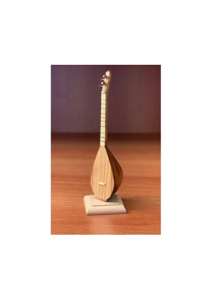 Tüccarus Minyatür Saz Ahşap Biblo 1 - 20CM /masaüstü Hediyelik