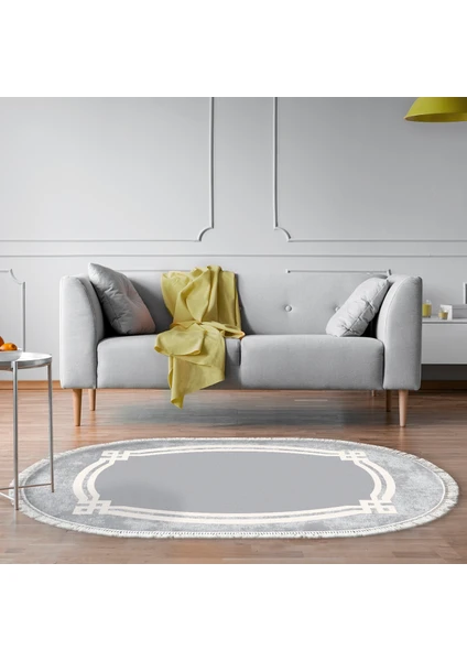 Alanur Home Eko Trend Djt Halı Yıkanabilir Kaymaz Taban 657m Oval Modern Gri