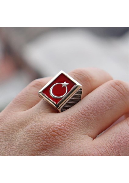 Mineli Ay Yıldızlı Gümüş Yüzük fiyatları