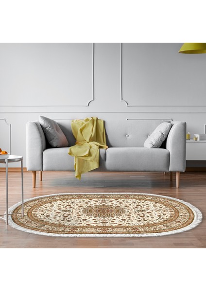 Eko Trend Djt Halı Yıkanabilir Kaymaz Taban P1372 Oval Osmanlı Kahve
