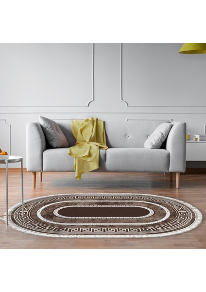 Eko Trend Djt Halı Yıkanabilir Kaymaz Taban 651m Oval Modern Kahve