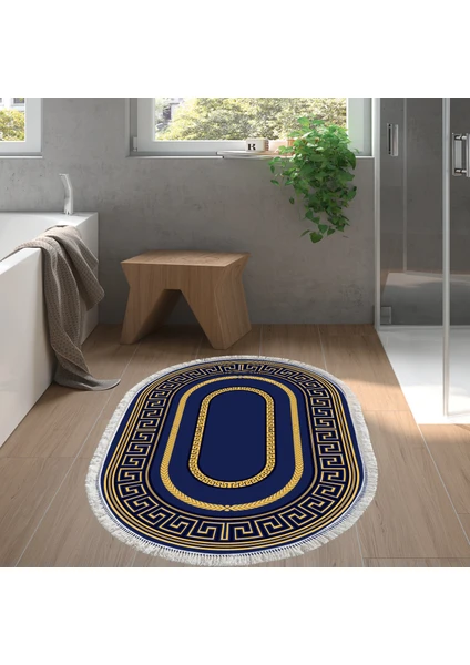 Alanur Home Eko Trend Djt Banyo Paspası Yıkanabilir Kaymaz Taban 651m Oval Modern Gold