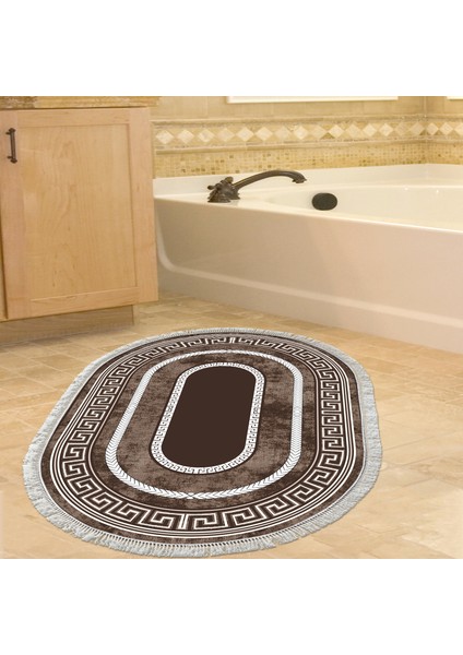 Eko Trend Djt Banyo Paspası Yıkanabilir Kaymaz Taban 651m Oval Modern Kahve