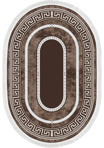 Eko Trend Djt Banyo Paspası Yıkanabilir Kaymaz Taban 651m Oval Modern Kahve