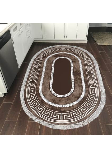 Eko Trend Djt Banyo Paspası Yıkanabilir Kaymaz Taban 651m Oval Modern Kahve