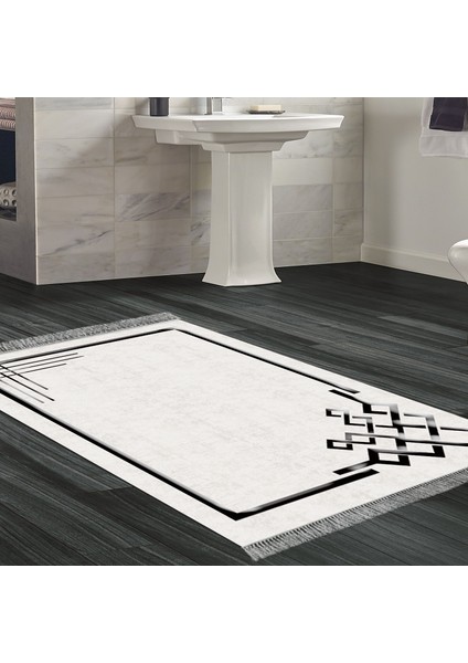 Eko Trend Djt Banyo Paspası Yıkanabilir Kaymaz Taban 1919 Modern Gri Siyah