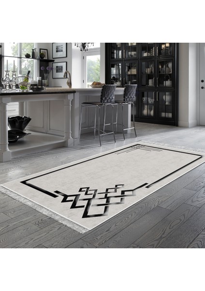 Eko Trend Djt Banyo Paspası Yıkanabilir Kaymaz Taban 1919 Modern Gri Siyah
