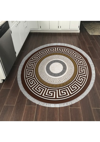 Eko Trend Djt Banyo Paspası Yıkanabilir Kaymaz Taban 675m Yuvarlak Modern Gold