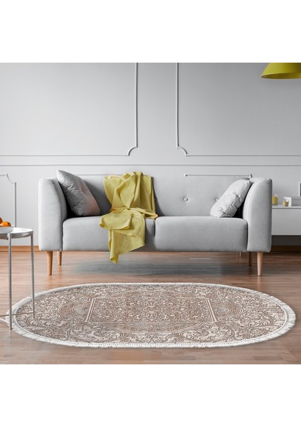 Eko Trend Djt Halı Yıkanabilir Kaymaz Taban 1488 Oval Modern Kahve