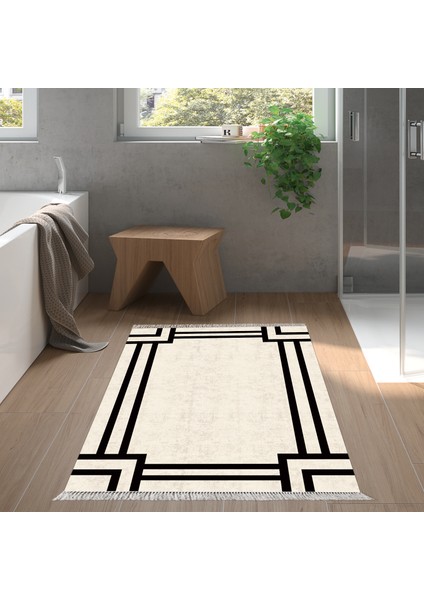 Eko Trend Djt Banyo Paspası Yıkanabilir Kaymaz Taban 1920 Modern Gri Siyah