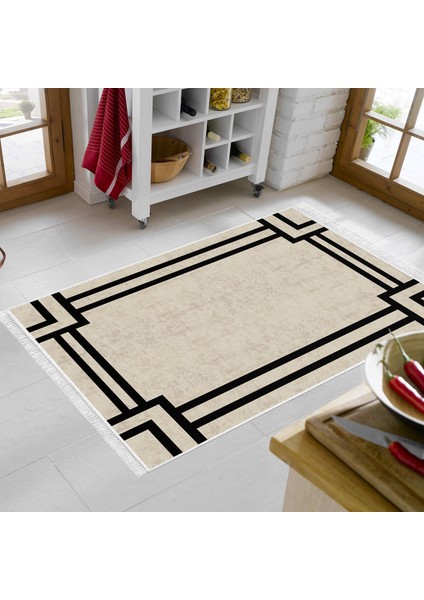 Eko Trend Djt Banyo Paspası Yıkanabilir Kaymaz Taban 1920 Modern Gri Siyah