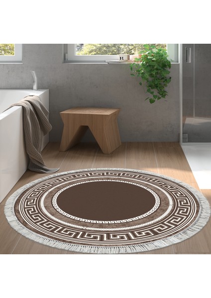 Eko Trend Djt Banyo Paspası Yıkanabilir Kaymaz Taban 651m Yuvarlak Modern Kahve