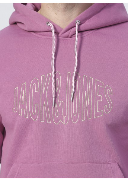 12194082_JORWORLD Sweat Hood Sn Kapüşonlu Uzun Kollu Relaxed Baskılı Pembe Erkek Sweatshirt fiyatları