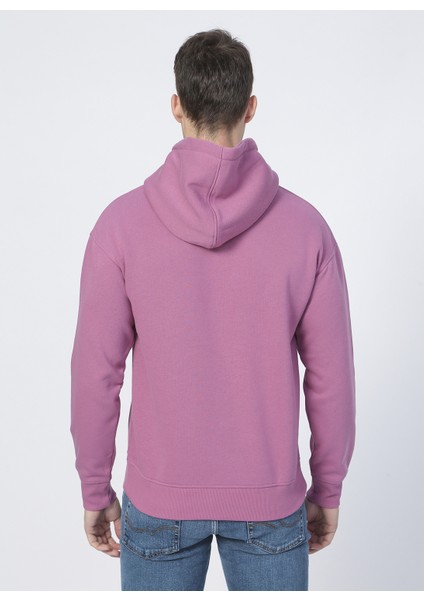 12194082_JORWORLD Sweat Hood Sn Kapüşonlu Uzun Kollu Relaxed Baskılı Pembe Erkek Sweatshirt modelleri