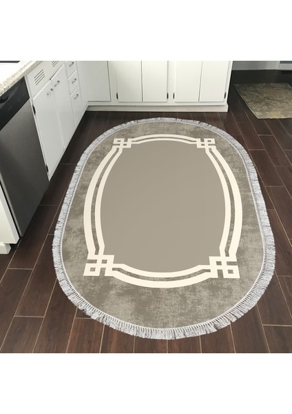 Eko Trend Djt Banyo Paspası Yıkanabilir Kaymaz Taban 657m Oval Modern Camel