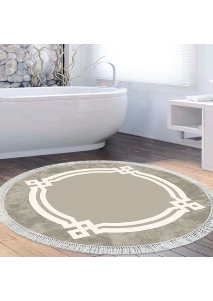 Eko Trend Djt Banyo Paspası Yıkanabilir Kaymaz Taban 657m Yuvarlak Modern Camel