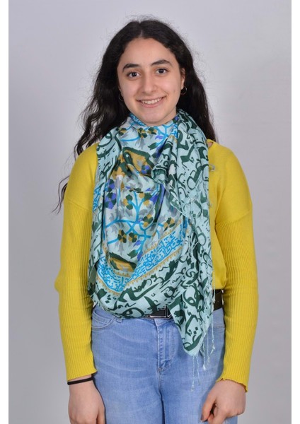 Desenli Kadın Ipek Şal