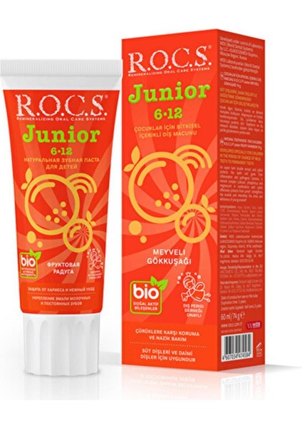 Junior 6-12 Yaş Florürsüz Diş Macunu - Meyveli Gökkuşağı Tadında 60 ml Kategori Diş Macunu