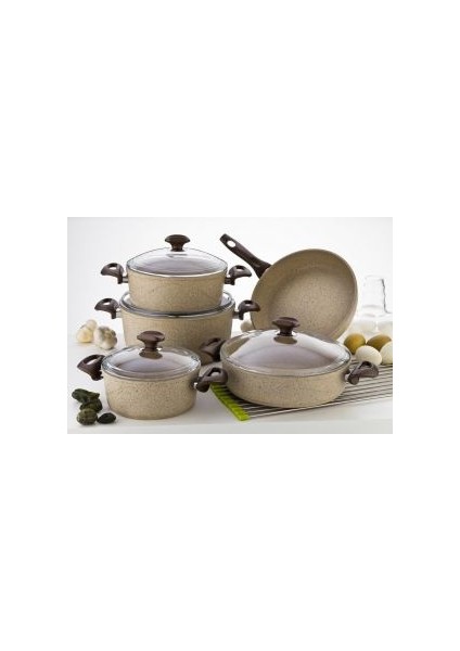 Falez Creamy Granitec 9 Parça Granit Ezme Set