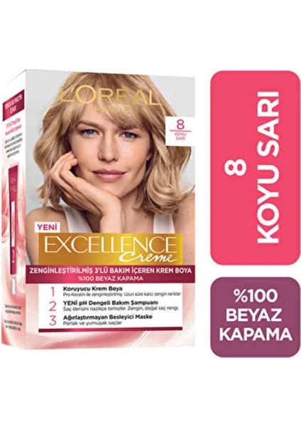 L'Oréal Paris Loreal Paris  L'oreal Paris Excellence Loreal Paris Excellence Creme 8 Blonde Kategori Saç Boyası