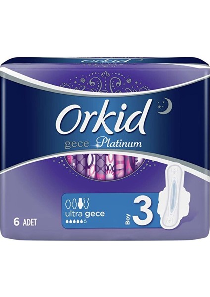 Orkid Platinum Hijyenik Ped Gece Tekli Paket 6 Ped Kategori Hijyenik Ped