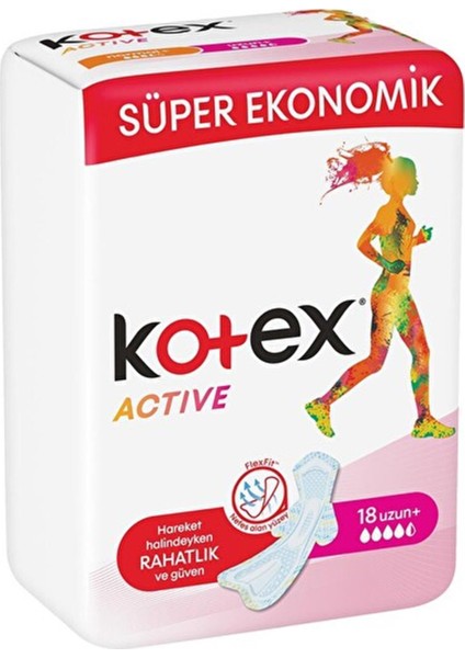 Kotex Ultra Active Süper Ekonomik Uzun 18'li Kategori Hijyenik Ped