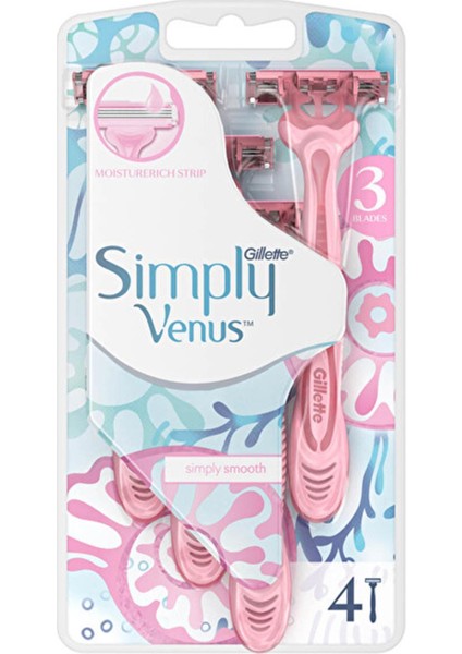 Gillette Simply Venus 3 Kullan At Kadın Tıraş Bıçağı 4'lü Kategori Tıraş Bıçağı