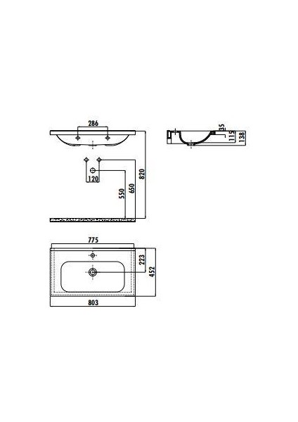 Ideal 45 x 80 cm Etajerli Mobilya Dolap Uyumlu Lavabo ID080