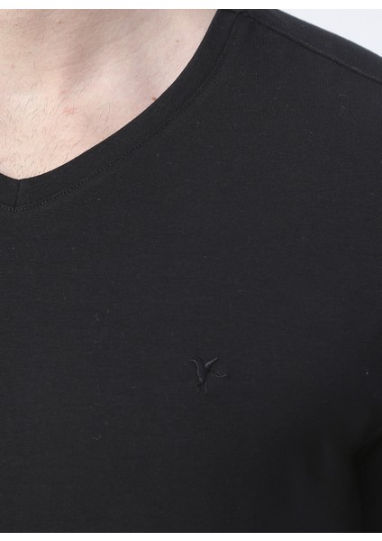 Siyah Erkek Basic Modal T-Shirt ROMEO-V modelleri