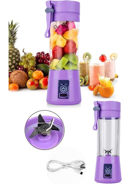 Ibico Portatif Taşınabilir USB Şarjlı El Blender 380ML Mor