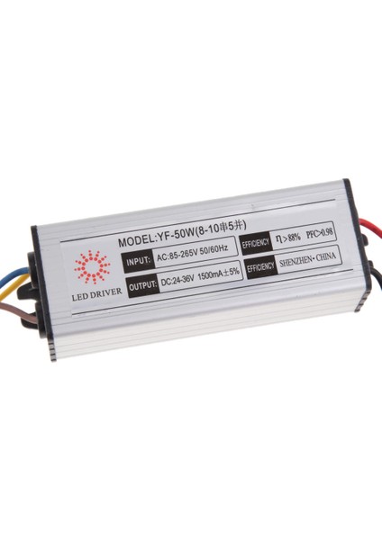 1x50W DC25-45V 1500MA Su Geçirmez LED Sürücü AC85-265V Trafo Izleme Güç Kaynağı - Beyaz (Yurt Dışından)