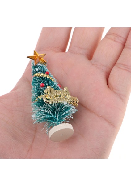 10 Adet Dollhouse Minyatür 6.5 cm Noel Ağacı Modeli Festivali