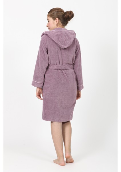 Gülkurusu Nakışlı Triga Bambu Cotton Genç Bornoz