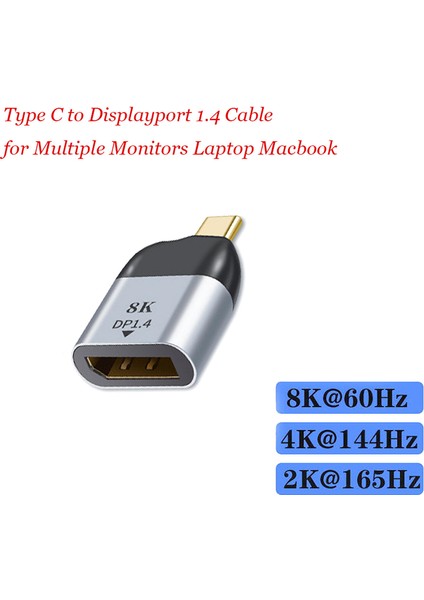 Tip-C USB C Erkek Displayport Adaptörü 8k 60Hz MacBook Pro ve Daha Fazlası Için (Yurt Dışından)