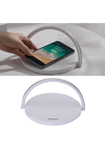 10 W Qi Kablosuz Şarj Pad Gece Masa Lambası Işık iPhone Uyumlu 11 11 Için Beyaz Renk fiyatları