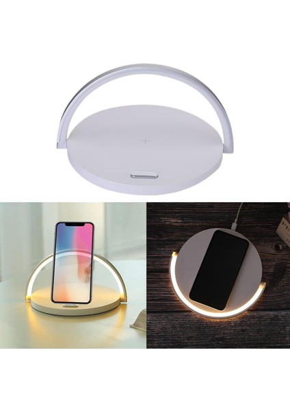 10 W Qi Kablosuz Şarj Pad Gece Masa Lambası Işık iPhone Uyumlu 11 11 Için Beyaz Renk indirimleri