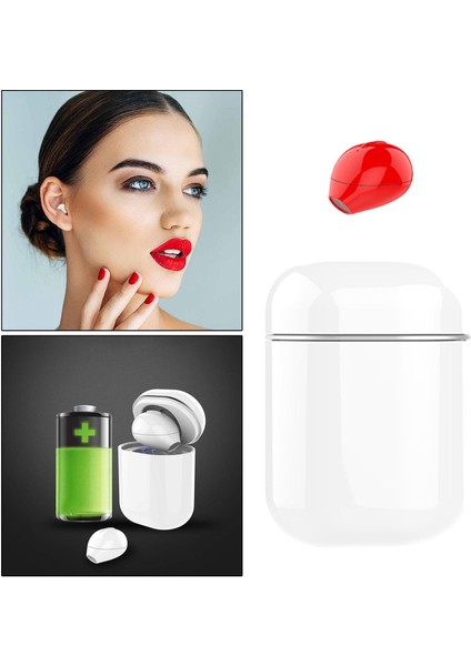 Mini Kablosuz Kulaklık Gizli Bluetooth Kulaklık Kulaklık W / Şarj Durumda Kırmızı (Yurt Dışından) indirimleri