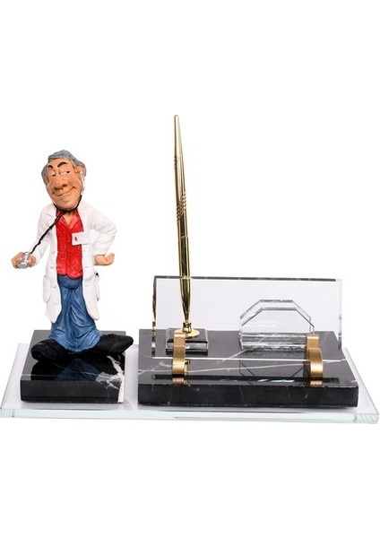 İsme Özel Kabartma Profesör Doktor Biblolu Altın Mermer Masasütü İsimlik